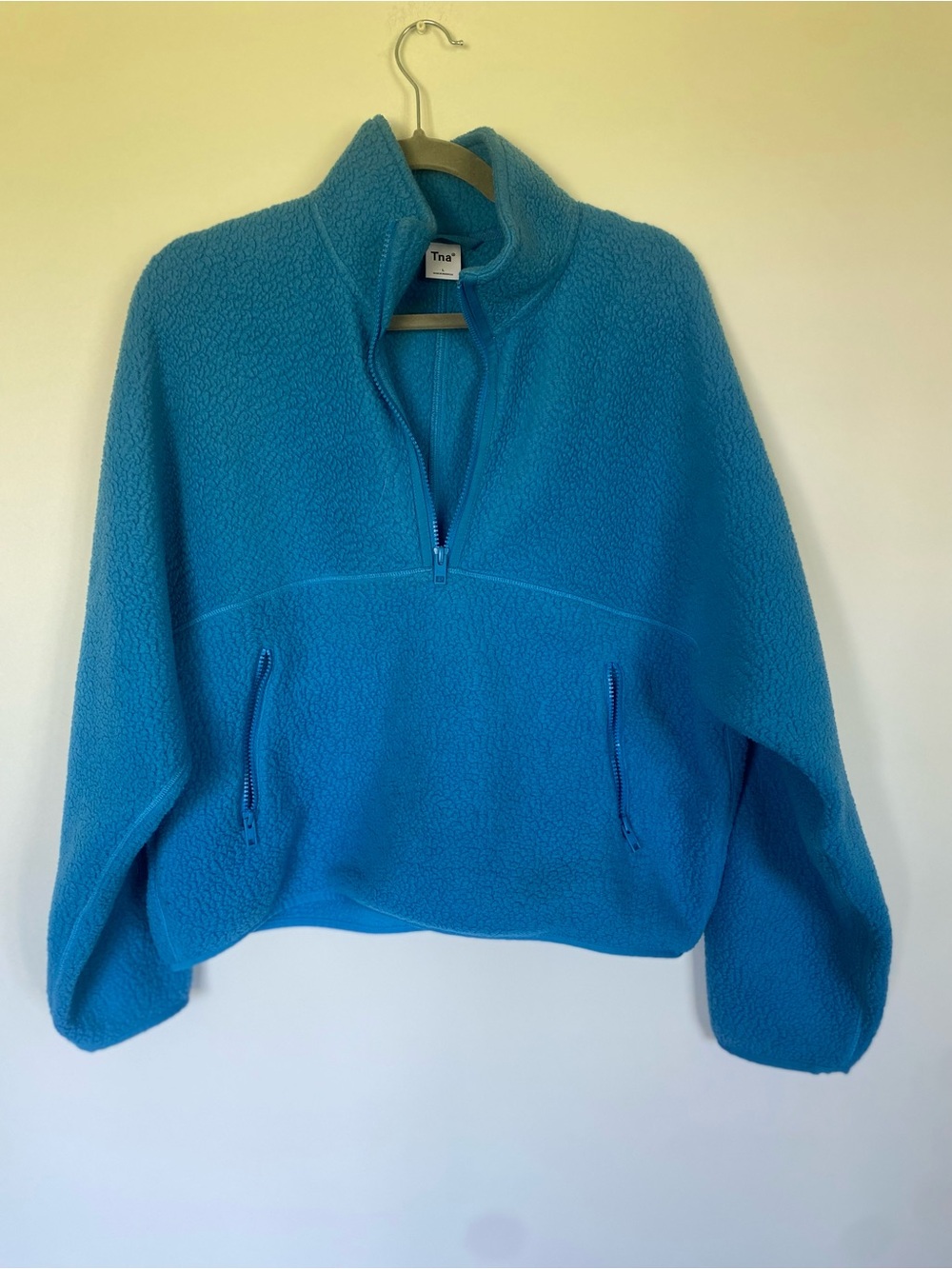 TNA Teal Blue Half-Zip Fleece Pullover